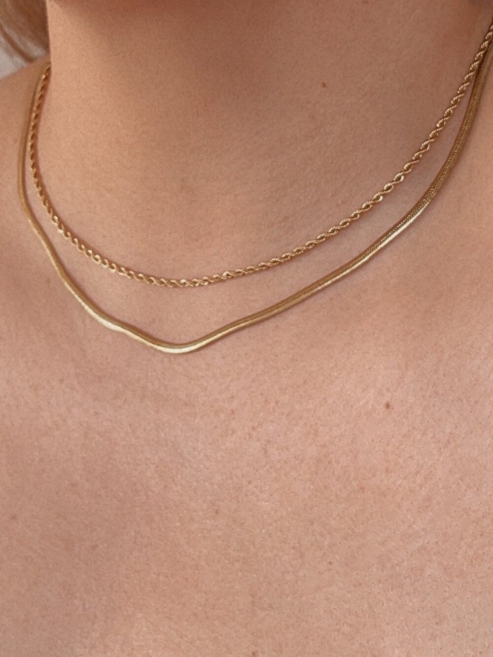 Aouri Herringbone Necklace 4mm | 18K Gold Plated | New
